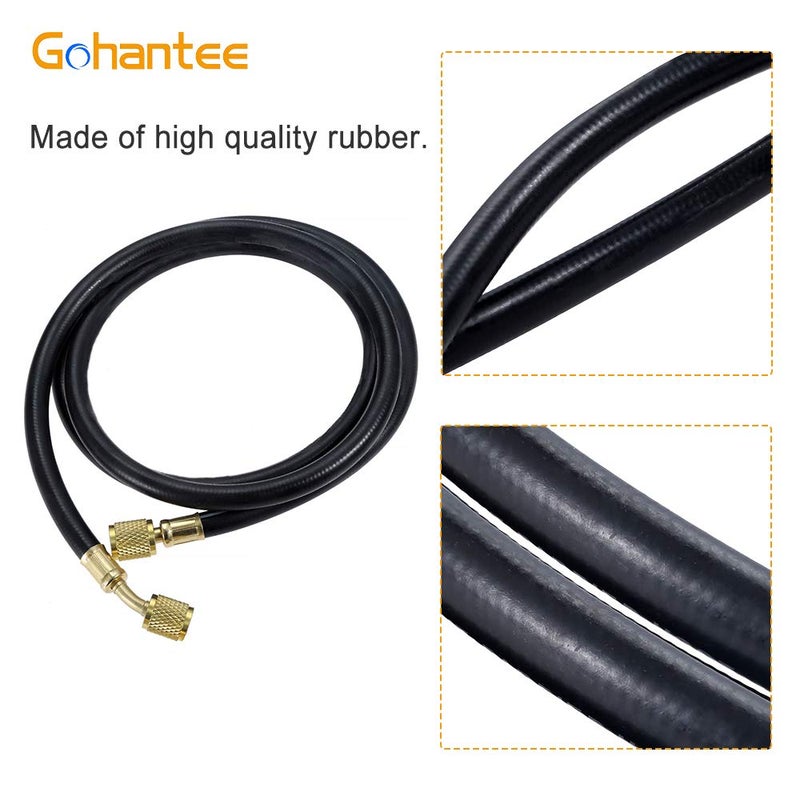 gohantee خرطوم شحن مبرد الهواء R410A، خرطوم شحن HVAC بطول 59 بوصة مع فوهة أنثوية SAE 1/4 بوصة، ضغط عمل 800 PSI لصيانة أنظمة تكييف الهواء R410A R22 R134A R12 R502 - Image 5
